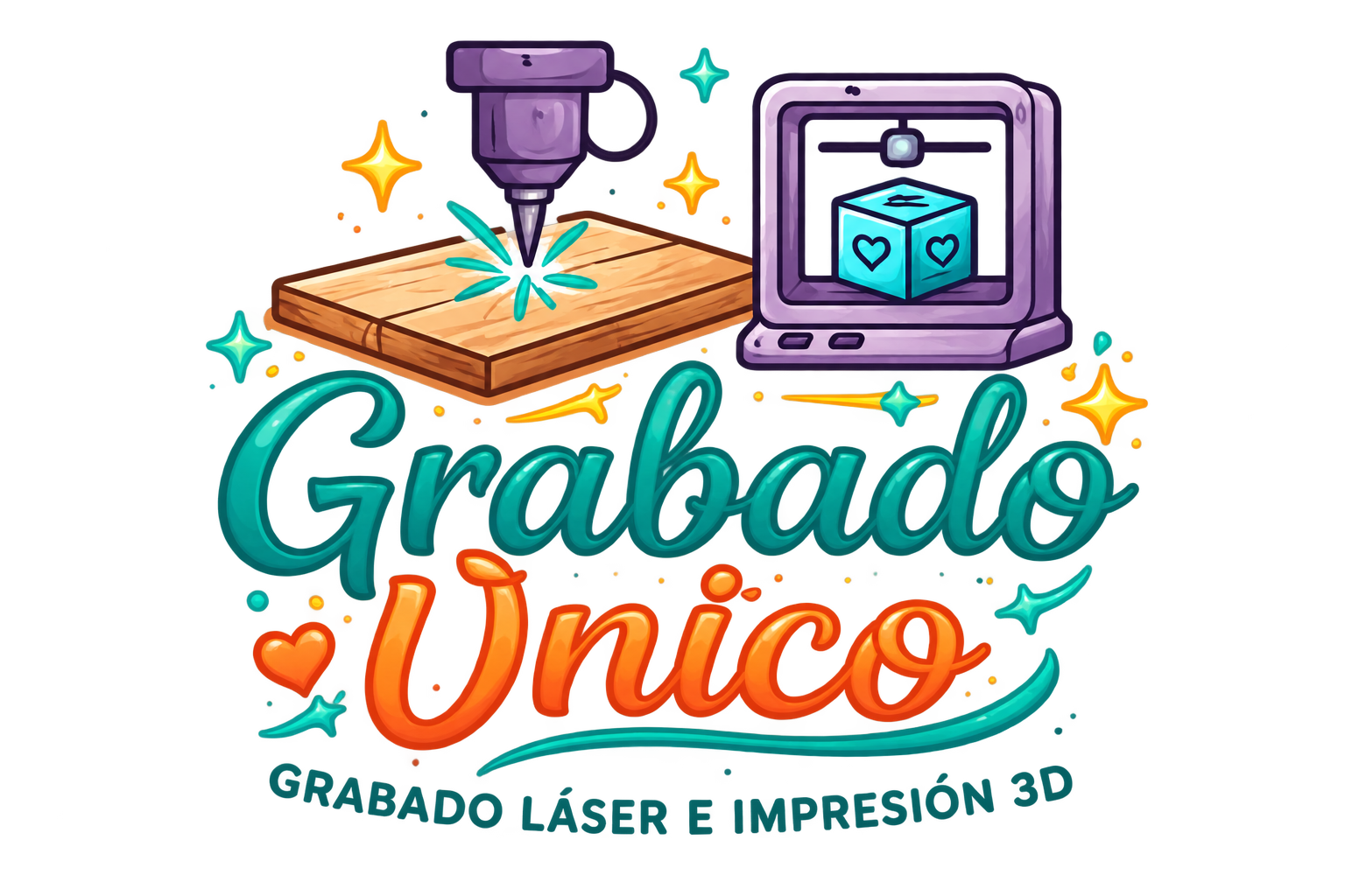 Grabado Único: un láser graba madera junto a una impresora 3D